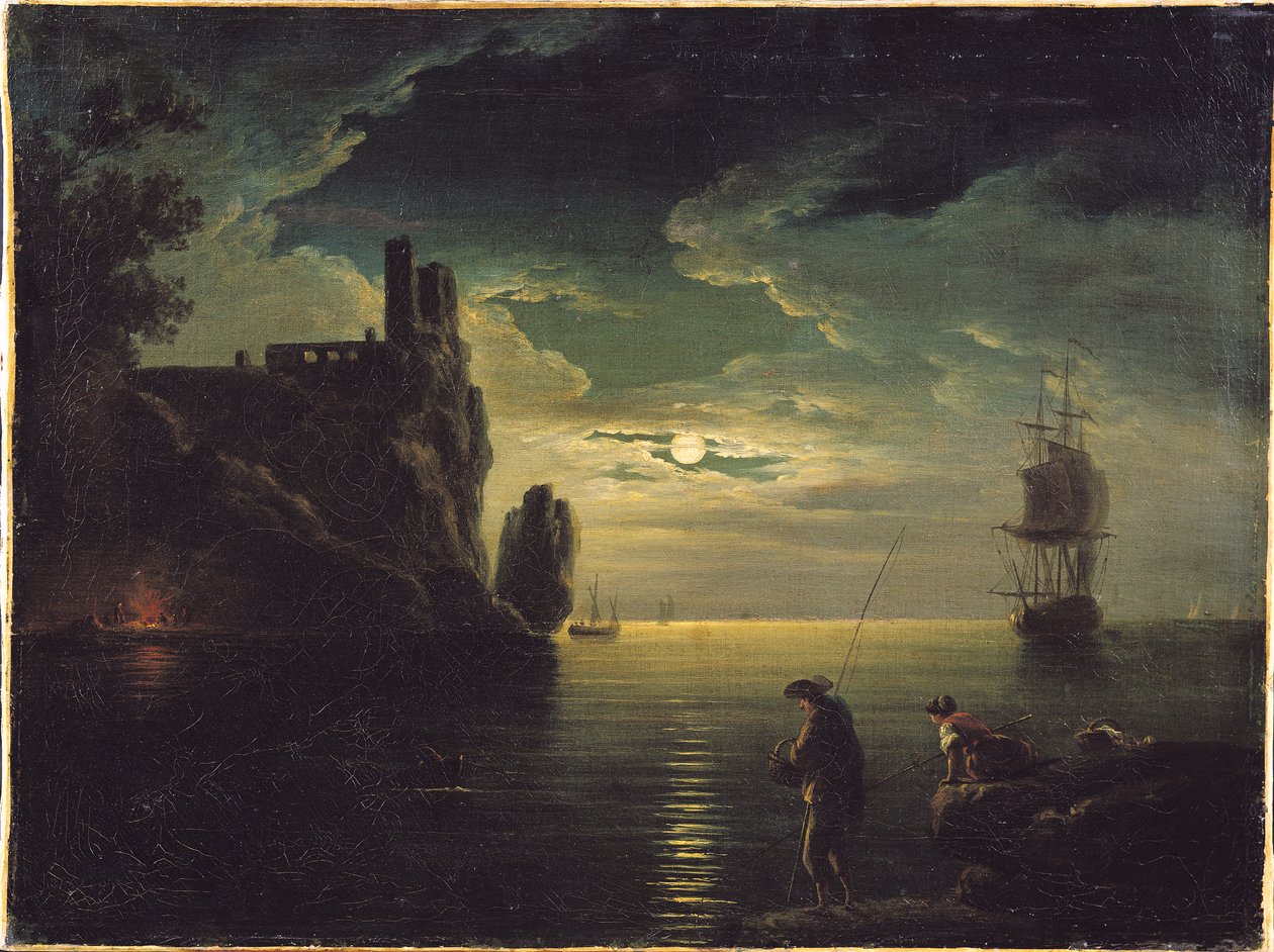 海と月夜の風景画 アールグラージュ 海と月夜の風景画 アール